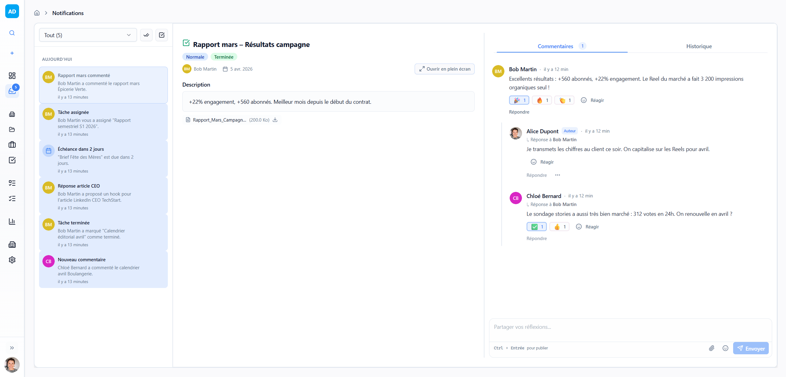 Mishka - Centre de notifications